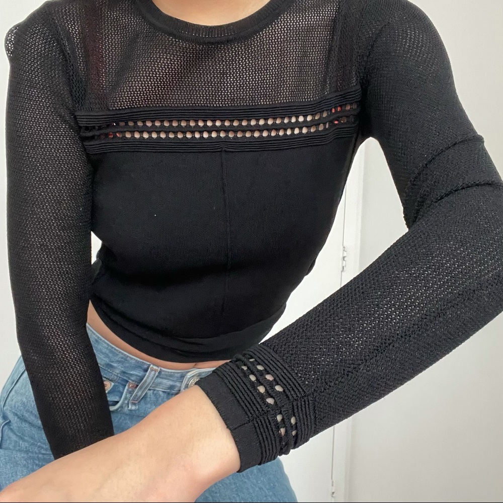 ZARA knit tie back top sweater black